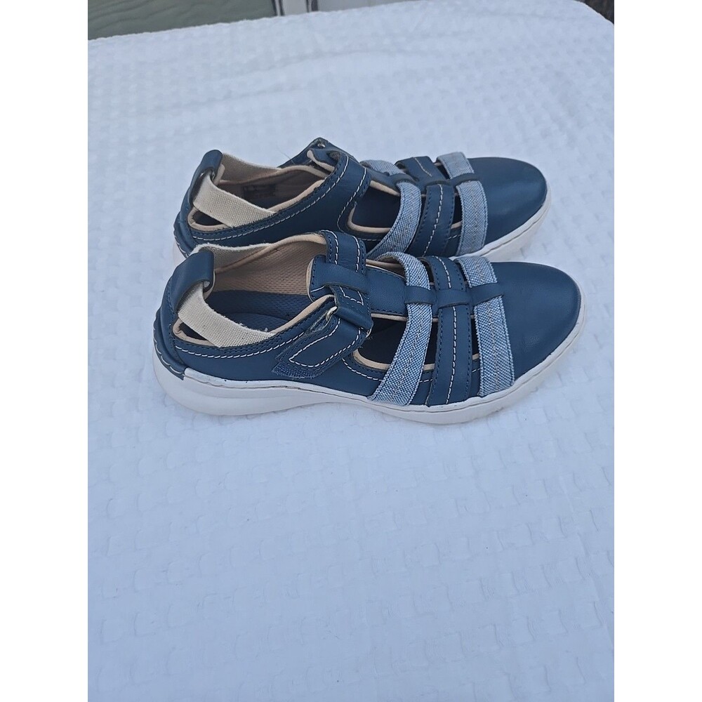 Clarks Teagan Step Leather Walking Sandal Blue Grey Women's Size 8.5M - Picture 3 of 9
